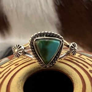 ❤️ Sonoran Gold Turquoise 7.75 Size  Ring 925 Southwestern Navajo 2.3 Grams
